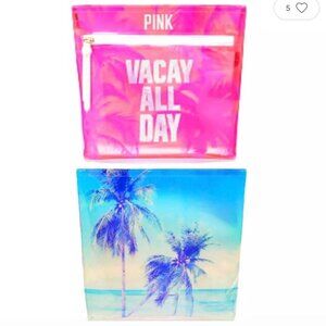 new victoria's secret cosmetic case vacay all day palm trees summer beach